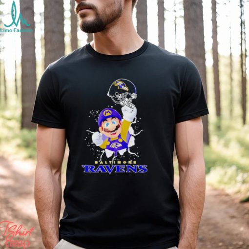 Super Mario Baltimore Ravens football helmet shirt