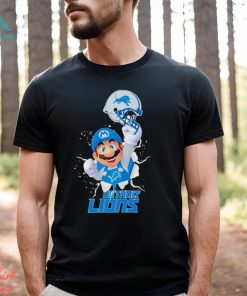 Super Mario Detroit Lions football helmet shirt