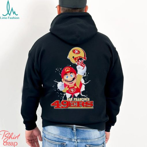 Super Mario San Francisco 49ers football helmet shirt