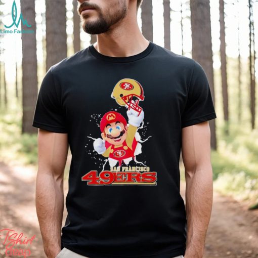 Super Mario San Francisco 49ers football helmet shirt