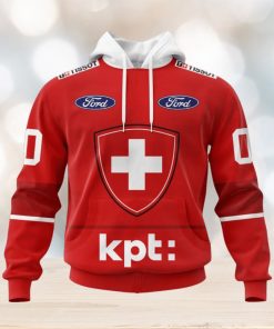 Swiss Ice Hockey Orginal Personalized Red Kits Hoodie