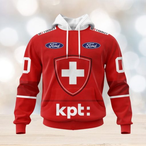 Swiss Ice Hockey Orginal Personalized Red Kits Hoodie