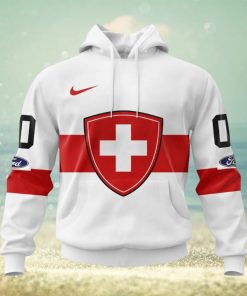 Swiss Ice Hockey Personalized White Kits Hoodie