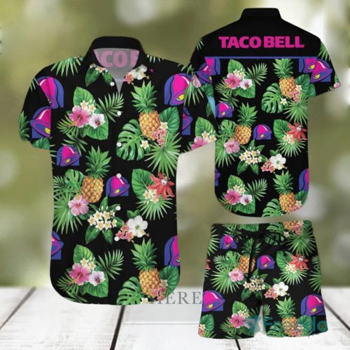 Taco Bell Black Tropical Hawaiian Shirts And Short Summer Beach Set