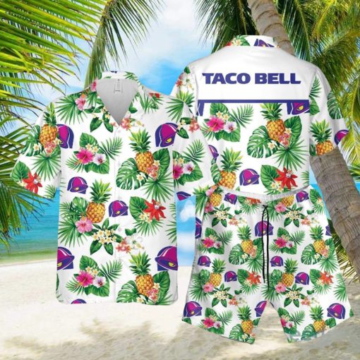 Taco Bell Tropical Flower Pineaple Aloha Hawaiian Shirts And Short Summer Beach Set