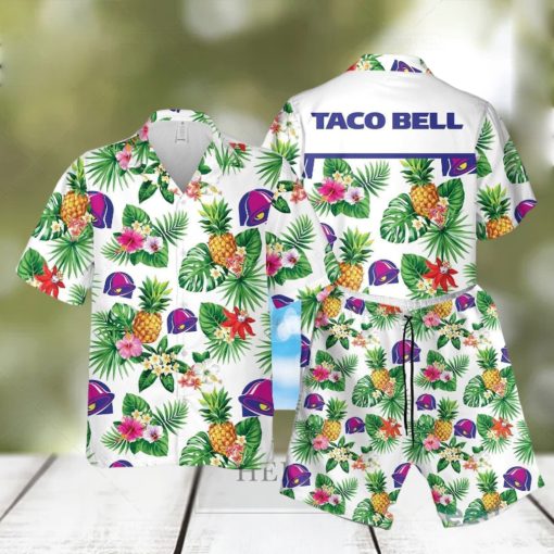 Taco Bell Tropical Flower Pineaple Aloha Hawaiian Shirts And Short Summer Beach Set