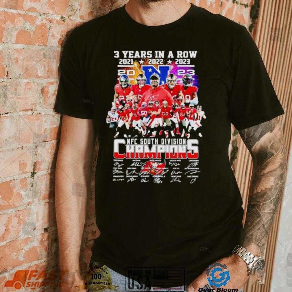 Tampa Bay Buccaneers 3 years in a row 2023 NFC South Division Champions shirt Tampa Bay Buccaneers 3 years in a row 2023 NFC South Division Champions shirt