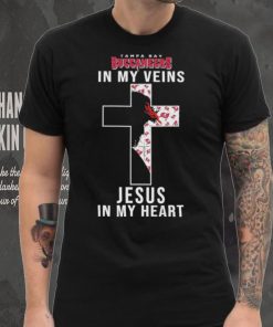 Tampa Bay Buccaneers NFL In My Veins Jesus In My Heart Cross 2024 T Shirt