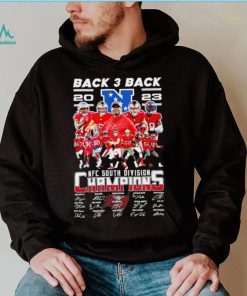 Tampa Bay Buccaneers back 3 back NFC South Division Champions signatures logo shirt, hoodie, sweater, long sleeve and tank top Tampa Bay Buccaneers back 3 back NFC South Division Champions signatures logo shirt