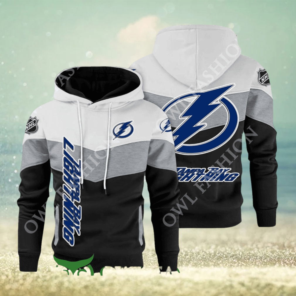 Tampa Bay Lightning NHL Hockey Black White Printed Hoodie Tampa Bay Lightning NHL Hockey Black White Printed Hoodie