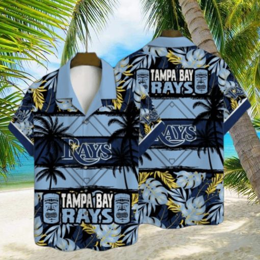 Tampa Bay Rays Tropical Leaf Tiki Design Hawaiian Shirt