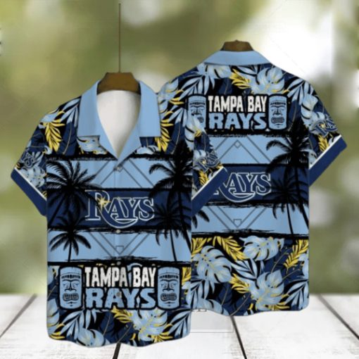 Tampa Bay Rays Tropical Leaf Tiki Design Hawaiian Shirt