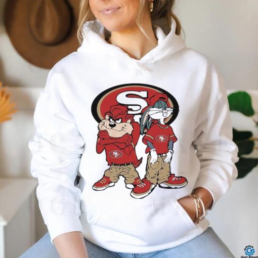 Tasmanian Devil and Bugs Bunny hip hop San Francisco 49ers football logo t shirt