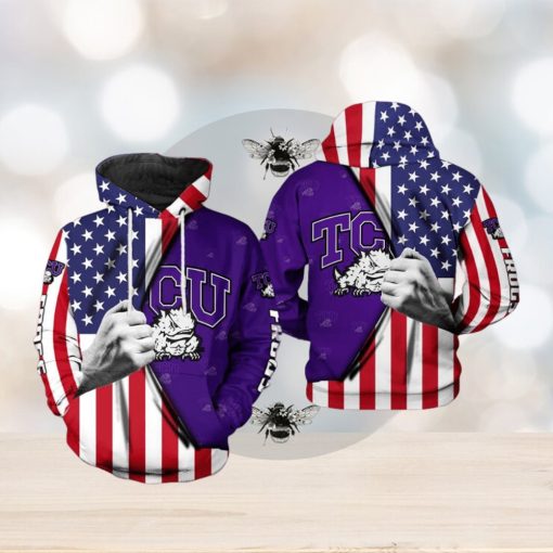 Tcu Horned Frogs NCAA US Flag 3D Printed Hoodie