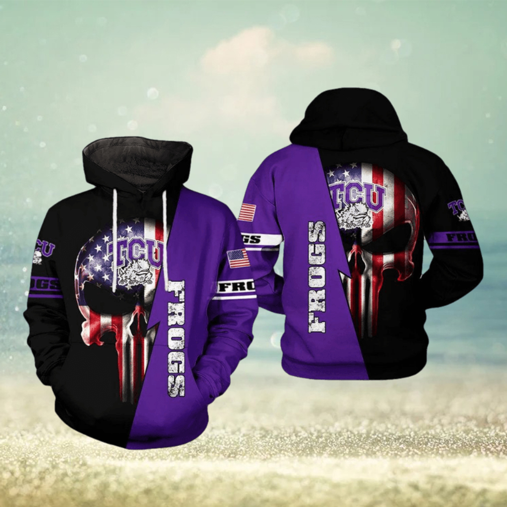 Tcu Horned Frogs NCAA US Flag Skull 3D Printed Hoodie Tcu Horned Frogs NCAA US Flag Skull 3D Printed Hoodie
