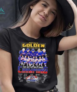 Team Usa is Golden 2024 U.S. National Junior team Champions player signatures logo shirt