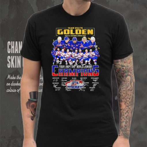 Team Usa is Golden 2024 U.S. National Junior team Champions player signatures logo shirt