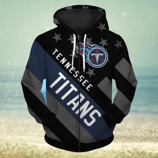 Tennessee Titans Zipper Striped Banner Dark Type Hoodies Print Full