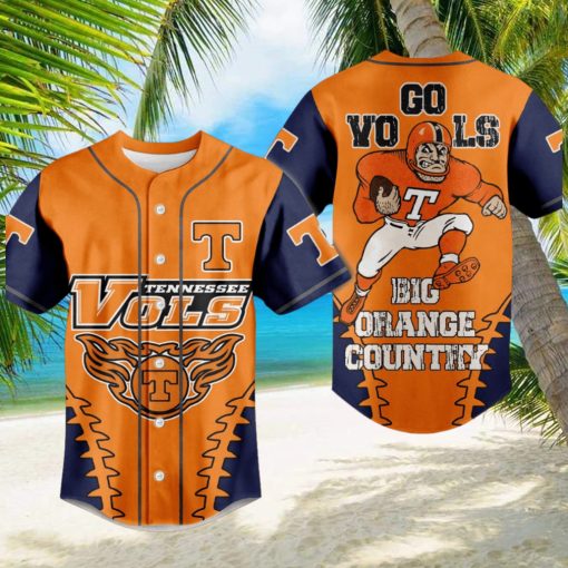 Tennessee Vols Go Yols Big Orange Country Mascot Design Baseball Jersey