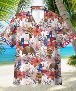 Texas Longhorn Bluebonnet And Armadillo AOP Hawaiian Shirt Aloha Summer Lover Gift Shirt