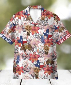 Texas Longhorn Bluebonnet And Armadillo AOP Hawaiian Shirt Aloha Summer Lover Gift Shirt