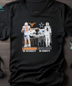 Texas longhorns quinn ewers and Dallas Cowboys dak prescott skyline signatures shirt