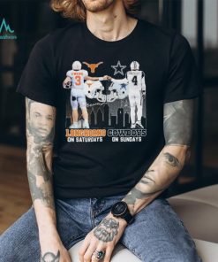 Texas longhorns quinn ewers and Dallas Cowboys dak prescott skyline signatures shirt