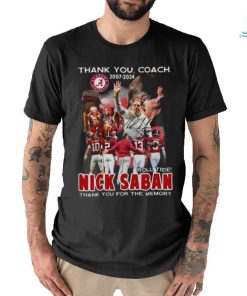 Thank You Coach 2007 – 2024 Roll Tide Nick Saban Thank You For The Memory Signature T shirt