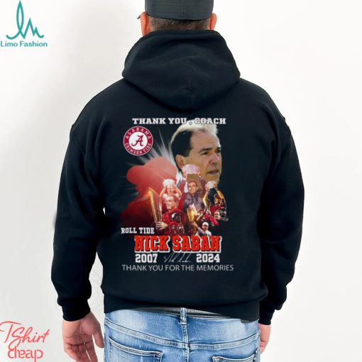 Thank You, Coach Roll Tide Nick Saban 2007 – 2024 Thank You For The Memories T Shirt