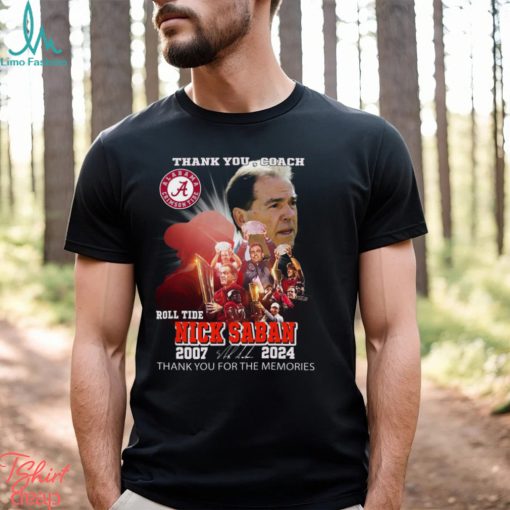 Thank You, Coach Roll Tide Nick Saban 2007 – 2024 Thank You For The Memories T Shirt