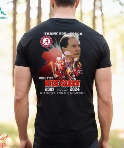 Thank You, Coach Roll Tide Nick Saban 2007 – 2024 Thank You For The Memories T Shirt