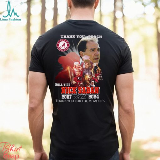 Thank You, Coach Roll Tide Nick Saban 2007 – 2024 Thank You For The Memories T Shirt