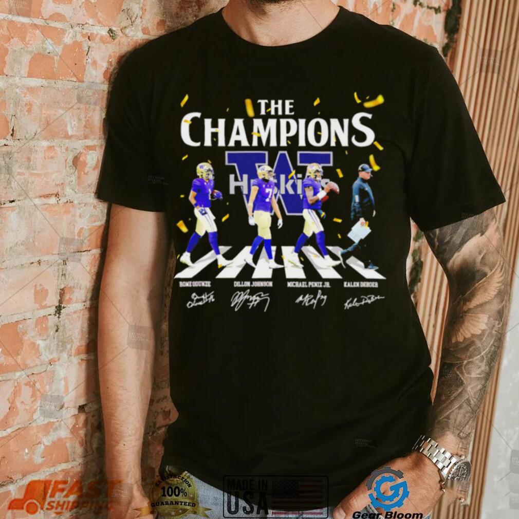The Champions Washington Hukies player signatures logo shirt The Champions Washington Hukies player signatures logo shirt