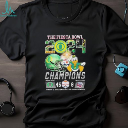 The Fiesta Bowl 2024 Champions Oregon Ducks Mascot 45 6 Liberty Flames January 12024 University Of Phoenix Stadium T Shirt