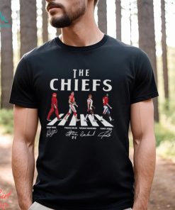 The Kansas City Chiefs Walking Abbey Road Super Bowl LVII Signatures Shirt
