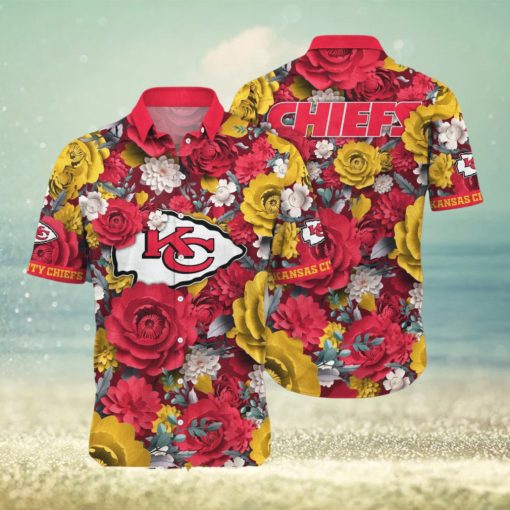 [The best selling] Kansas City Chiefs NFL Flower Custom Summer Football Best Combo Full Printing Hawaiian Shirt