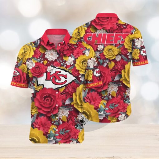 [The best selling] Kansas City Chiefs NFL Flower Custom Summer Football Best Combo Full Printing Hawaiian Shirt