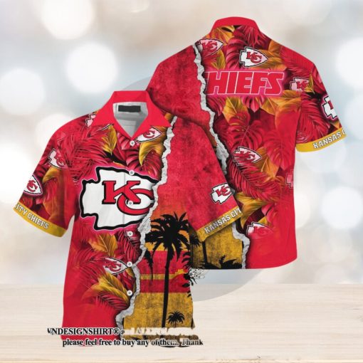 [The best selling] Kansas City Chiefs NFL Flower Custom Summer Football Full Printing Hawaiian Shirt