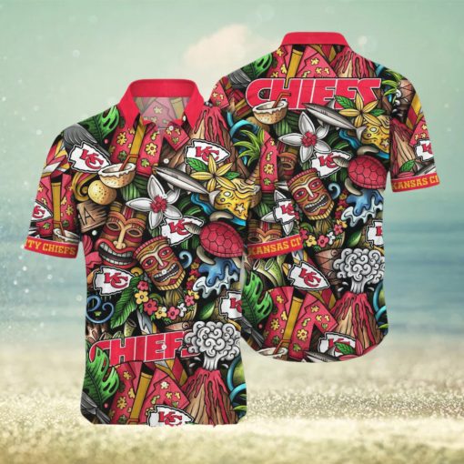 [The best selling] Kansas City Chiefs NFL Flower Custom Summer Football New Outfit Full Printed Hawaiian Shirt