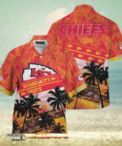 [The best selling] Kansas City Chiefs NFL Palm Tree Pattern For Sports Fans Sport 3D Full Printing Hawaiian Shirt