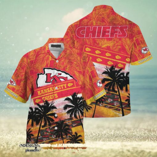 [The best selling] Kansas City Chiefs NFL Palm Tree Pattern For Sports Fans Sport 3D Full Printing Hawaiian Shirt