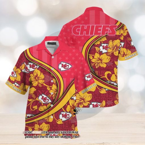 [The best selling] Kansas City Chiefs NFL US Flag Flower Custom Summer Football High Fashion Full Printing Hawaiian Shirt