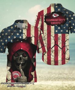 [The best selling] Kansas City Chiefs Skull Aloha Halloween Season Full Printing Hawaiian Shirt