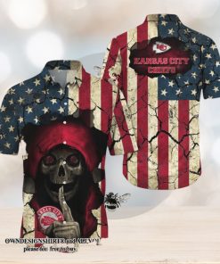 [The best selling] Kansas City Chiefs Skull Aloha Halloween Season Full Printing Hawaiian Shirt