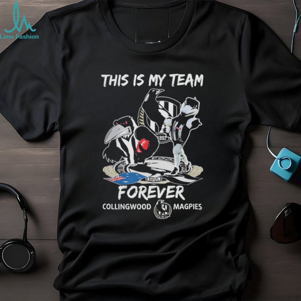 This Is My Team Forever Collingwood Magpies Mascot Tee Shirt This Is My Team Forever Collingwood Magpies Mascot Tee Shirt