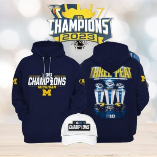 Three peat 2023 Big Ten Champions Michigan Wolverines Hoodie