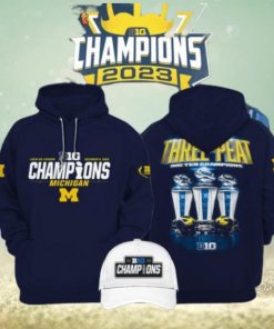 Three peat 2023 Big Ten Champions Michigan Wolverines Hoodie