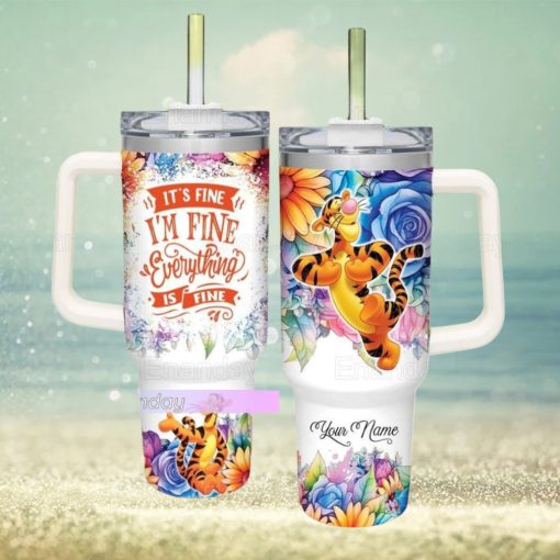 Tigger Tumbler 40oz, It’s Fine I’m Fine Tumbler, Custom Tigger Tumbler