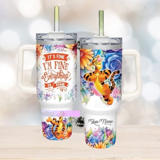 Tigger Tumbler 40oz, It’s Fine I’m Fine Tumbler, Custom Tigger Tumbler