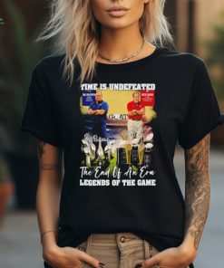 Time is undefeated Bill Belichick and Nick Saban the and of an era legends of the game signatures shirt, hoodie, sweater, long sleeve and tank top Time is undefeated Bill Belichick and Nick Saban the and of an era legends of the game signatures shirt